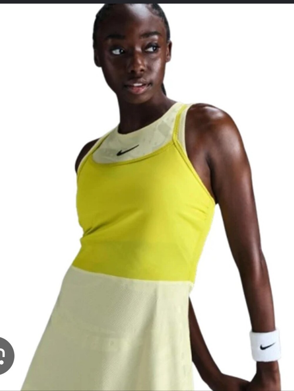 New Nike NikeCourt Slam Melbourne Dri-FIT Tennis Dress Yellow & White